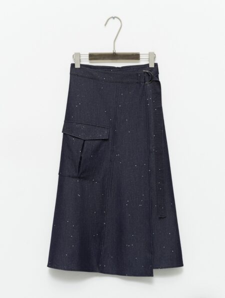 Donkerblauwe midirok met glitter Lumina