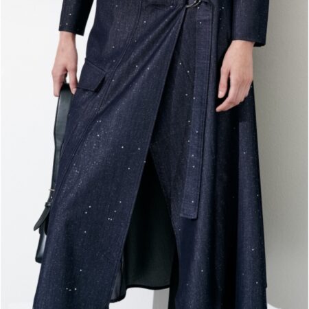Donkerblauwe midirok met glitter Lumina