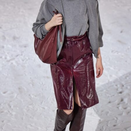 Bordeaux midirok lakleer