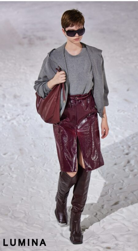 Bordeaux midirok lakleer