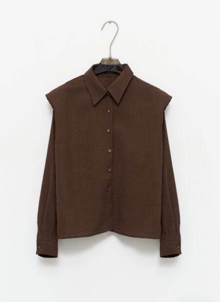 Bruine blouse met schoudervullingen Lumina