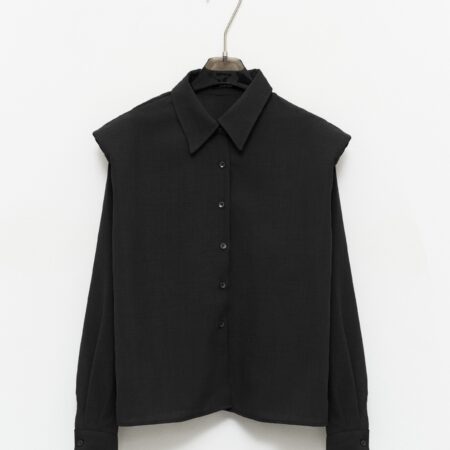 Zwarte blouse met schoudervullingen Lumina