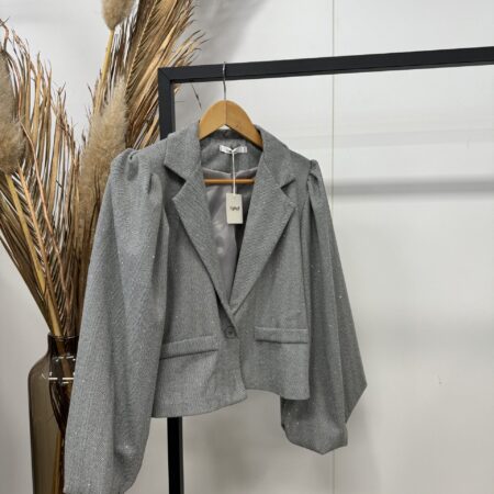 Grijze glitter blazer met lange mouw