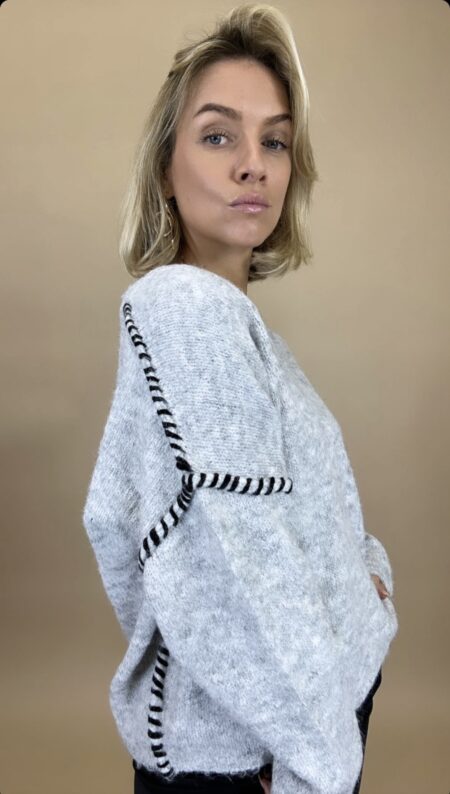 Grijze oversized sweater - Afbeelding 2