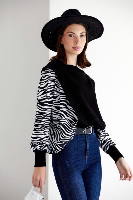 Oversized sweater zebraprint - Afbeelding 2