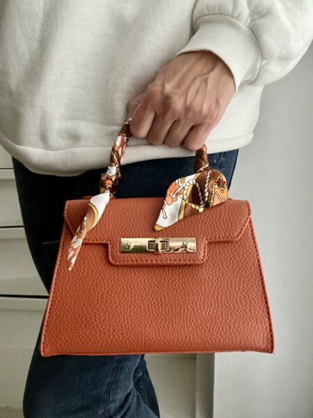 Mini Kelly bag oranje - Afbeelding 4