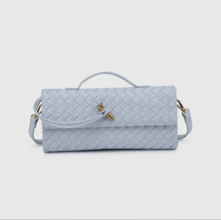 Geweven crossbody clutch lichtblauw - Vegan leer