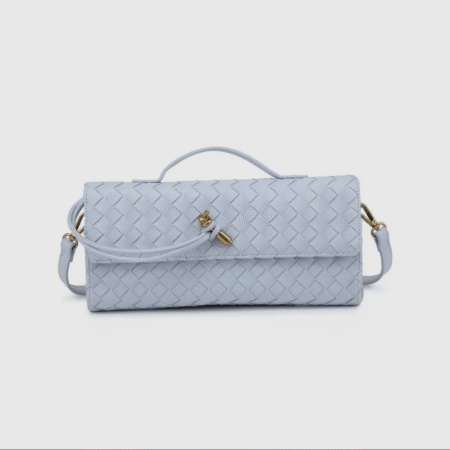Geweven crossbody clutch lichtblauw - Vegan leer