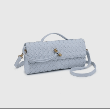 Geweven crossbody clutch lichtblauw - Vegan leer - Afbeelding 2