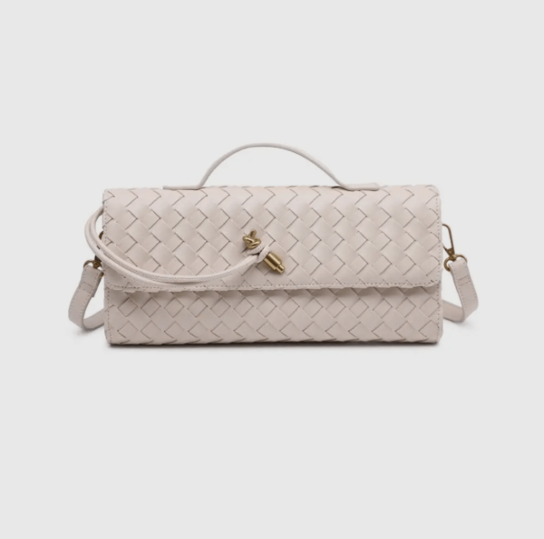 Geweven crossbody clutch beige - Afbeelding 2