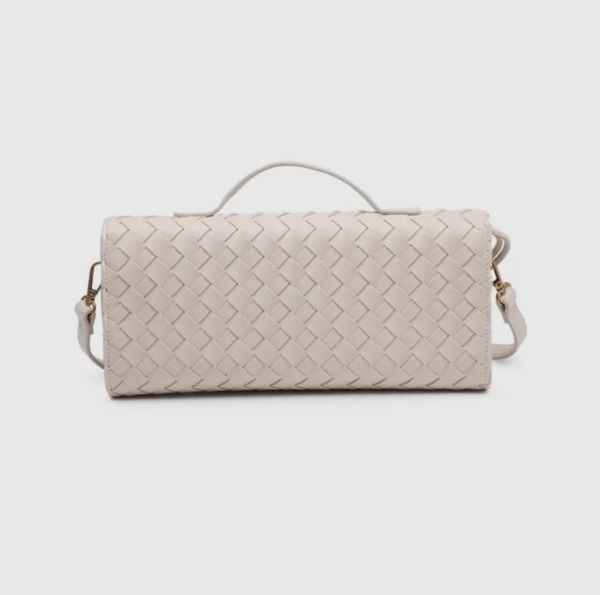 Geweven crossbody clutch beige - Afbeelding 3