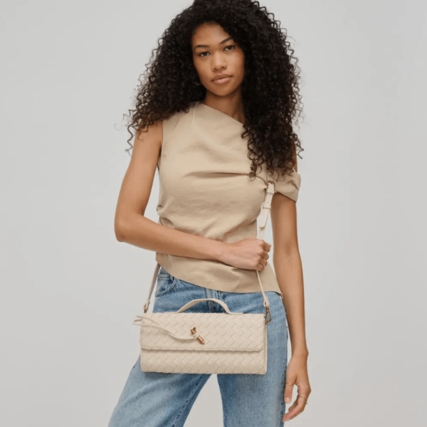 Geweven crossbody clutch beige - Afbeelding 5