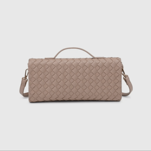 Geweven crossbody clutch taupe - Afbeelding 3