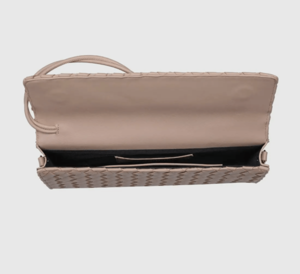 Geweven crossbody clutch taupe - Afbeelding 4