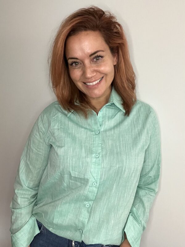 Mintgroene blouse met washing detail