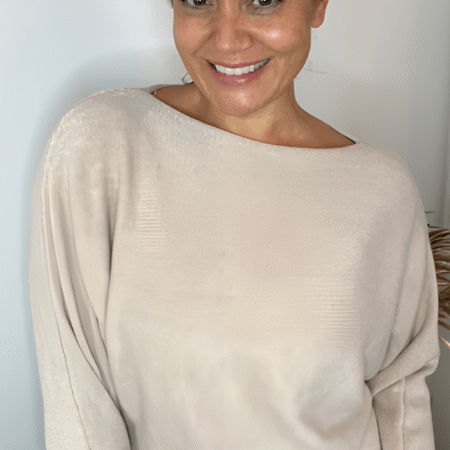 Beige trui met ruffle