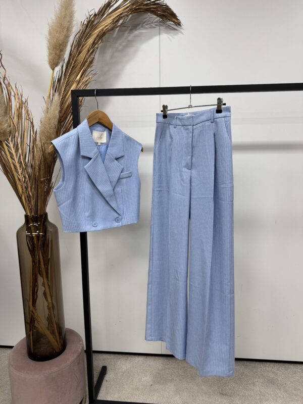 Tweedelige set blauw gilet + broek - Afbeelding 3
