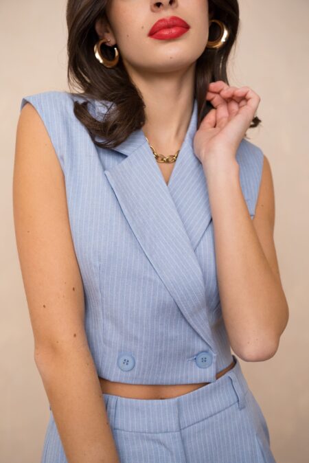 Tweedelige set blauw gilet + broek - Afbeelding 2